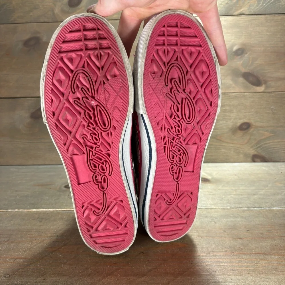 Ed Hardy Womens size 7 shoes Pink Canvas Skull Rose Tattoo sneakers